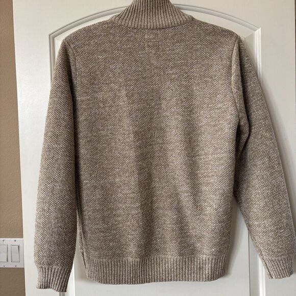 Buffalo David Britton Men’s Medium Full Zip  Cardigan Sweater Tan Faux Fur Lined - Picture 2 of 9